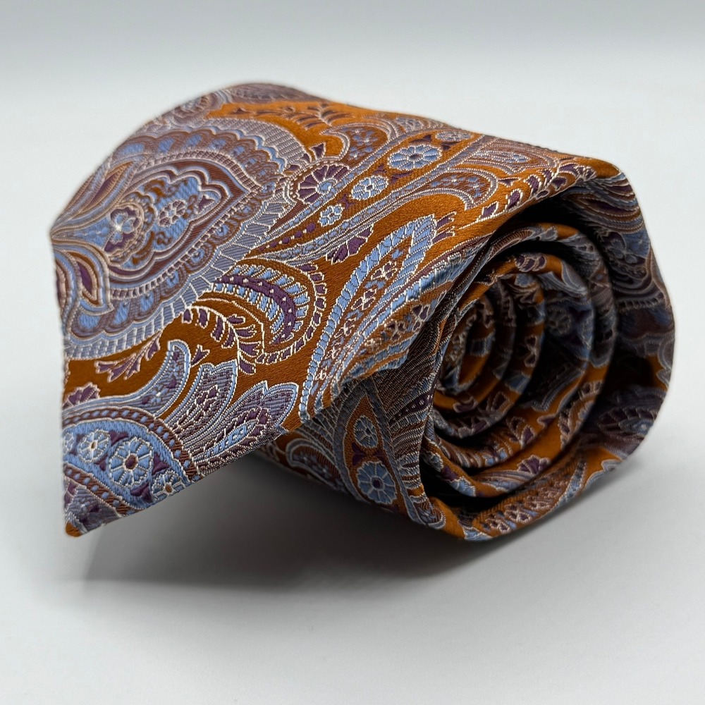 Jos. A. Bank Signature Collection Silk Paisley Tie Orange Blue Purple T12